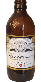 A bottle of Budweiser Reserve Copper Lager.